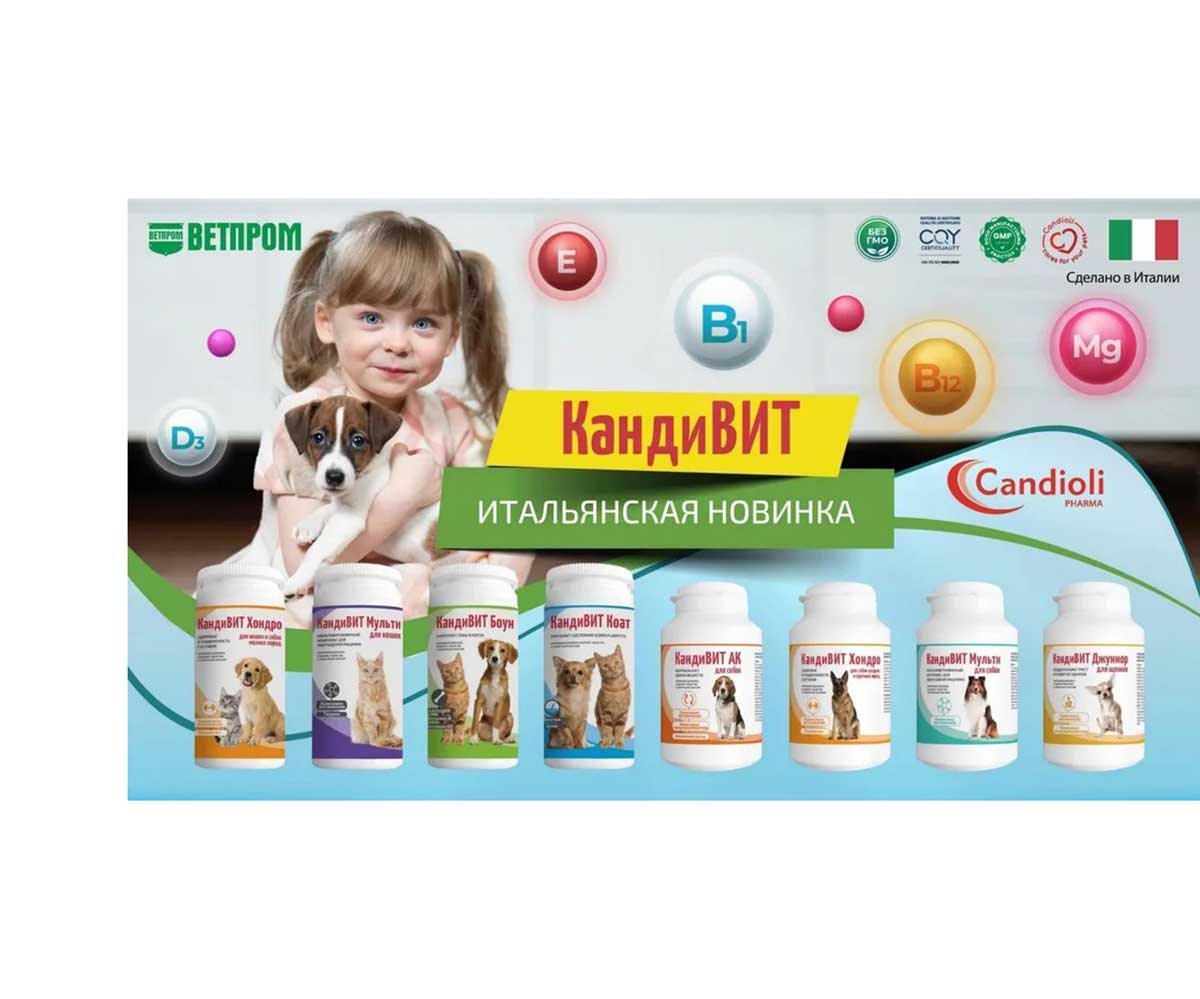 Витамины Кандивит Коат Для Собак и Кошек 50-Таблеток