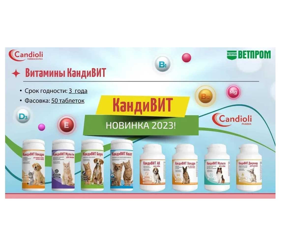 Витамины Кандивит Боун Для Собак и Кошек 50-Таблеток