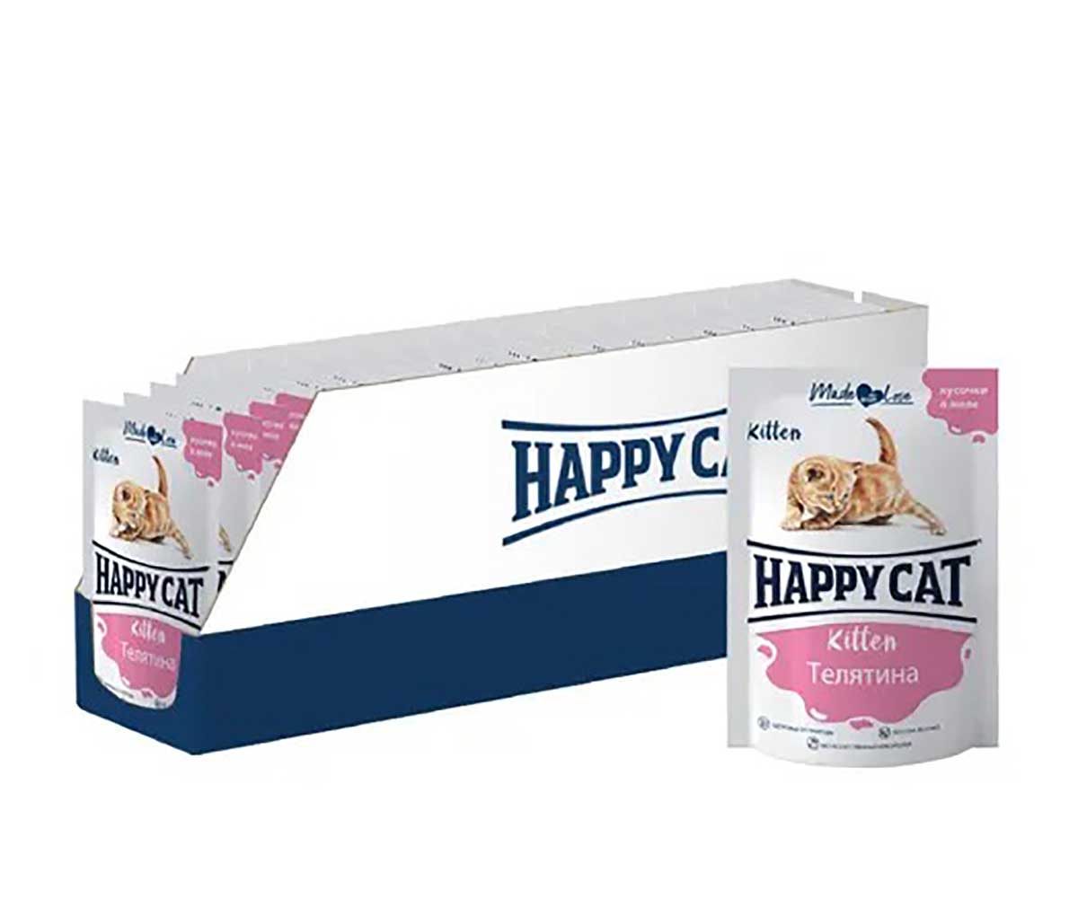 Влажный Корм Happy Cat (Хэппи Кэт) Для Котят Телятина Кусочки Желе 85г 7502320