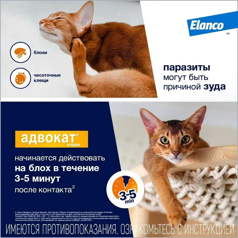 Капли Адвокат Для Кошек До 4кг 0,4мл 1-Пипетка На Холку Elanco (Эланко)