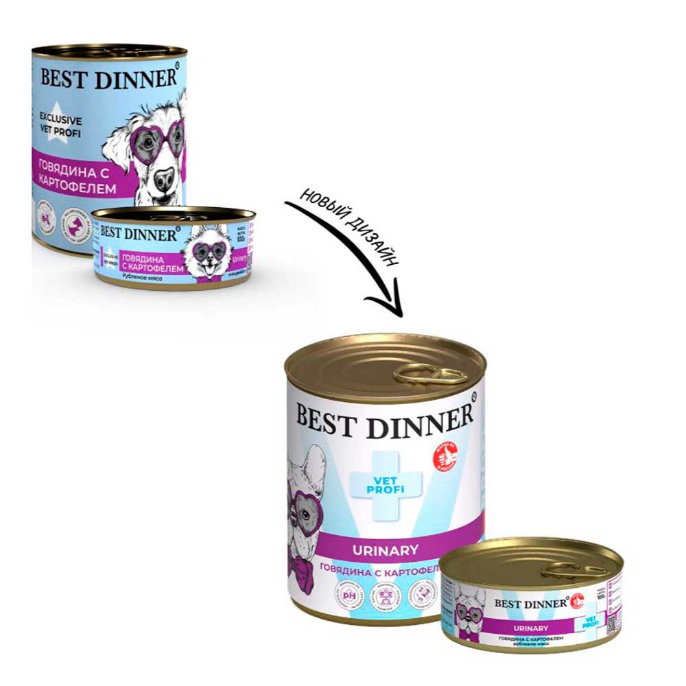 Консервы Best Dinner (Бест Диннер) Для Собак При Мочекаменной Болезни Говядина и Картофель 100г 7672