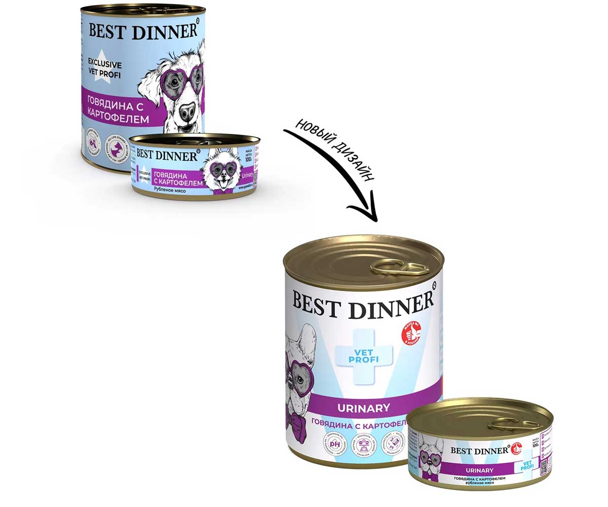 Консервы Best Dinner (Бест Диннер) Для Собак При Мочекаменной Болезни Говядина и Картофель Exclusive Urinary 100г 7672