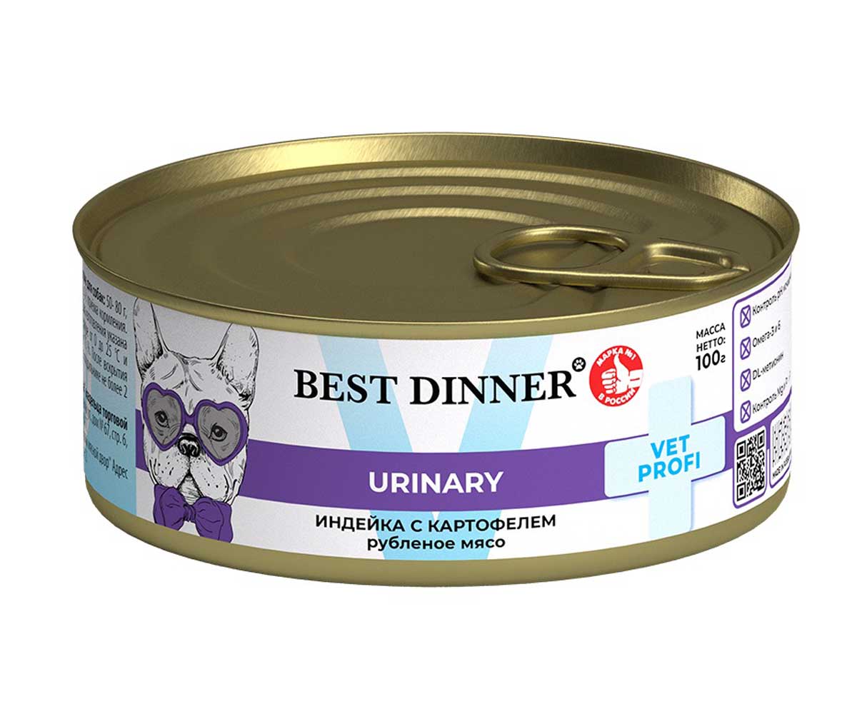 Консервы Best Dinner (Бест Диннер) Для Собак При Мочекаменной Болезни Индейка и Картофель Exclusive Urinary 100г 7674