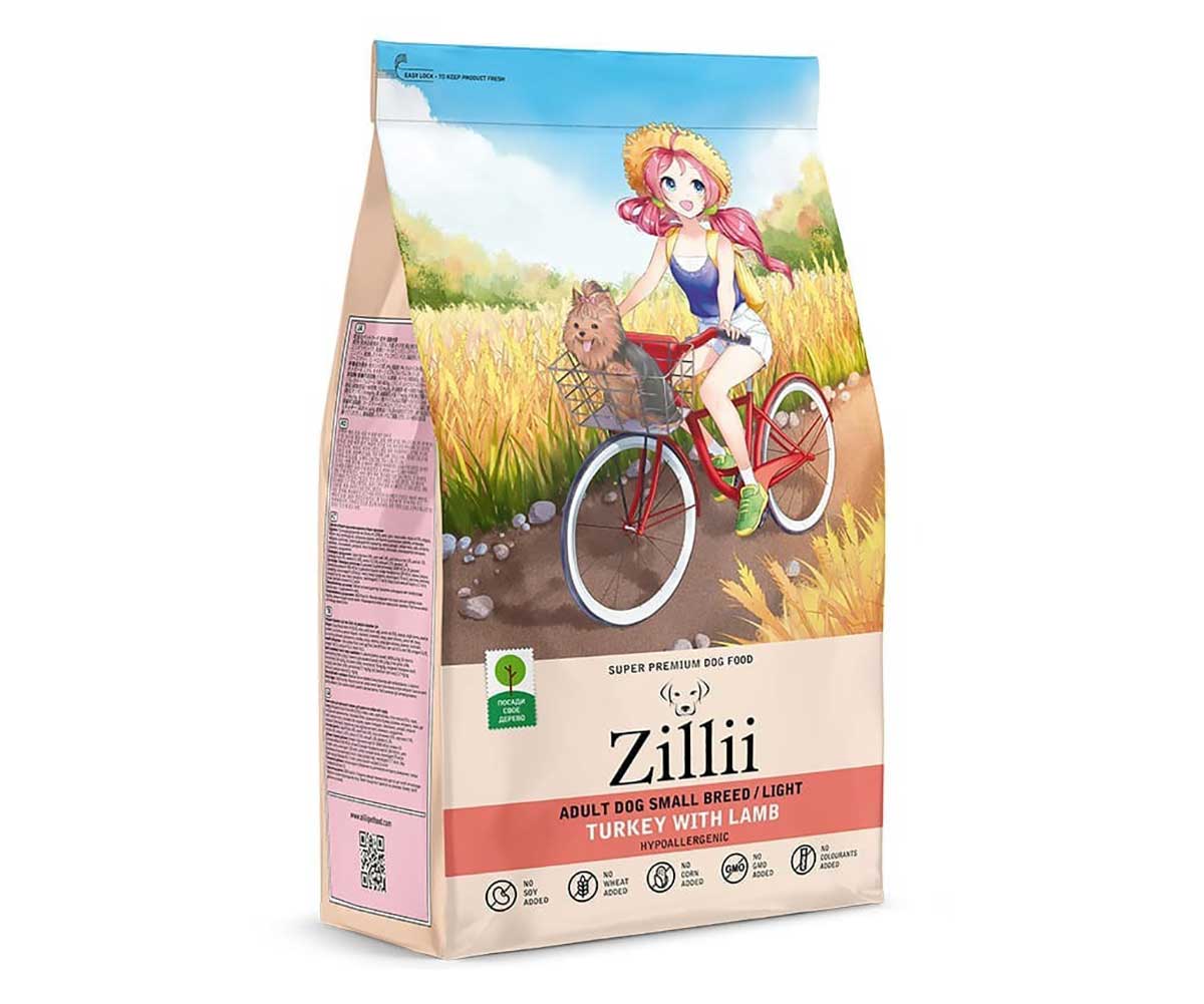 Сухой Корм Zillii (Зиллии) Диетический Для Собак Мелких Пород Индейка и Ягненок Adult Dog Small Breed Light 800г 5658080