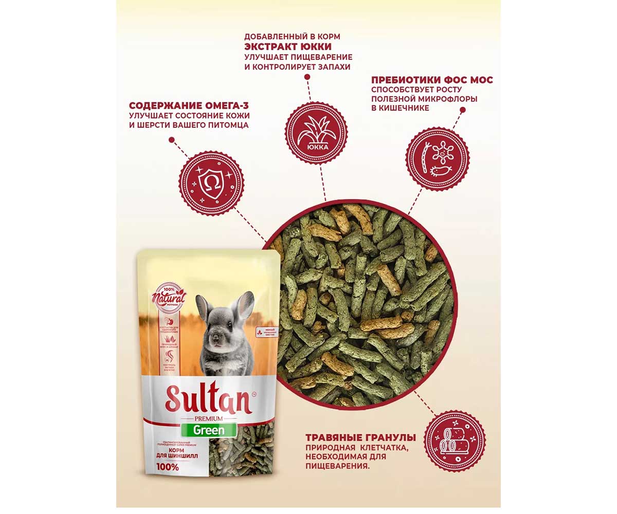 Корм Sultan (Султан) Green Для Шиншилл 650г (1*8)