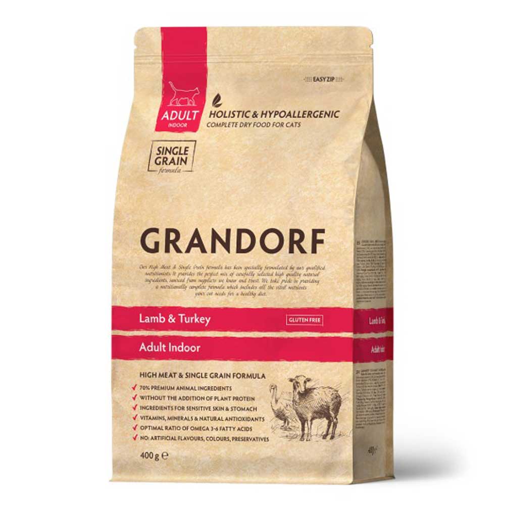 Сухой Корм Grandorf (Грэндорф) Cat Indoor Lamb&Turkey Для Домашних Кошек Ягненок и Индейка 400г 1218