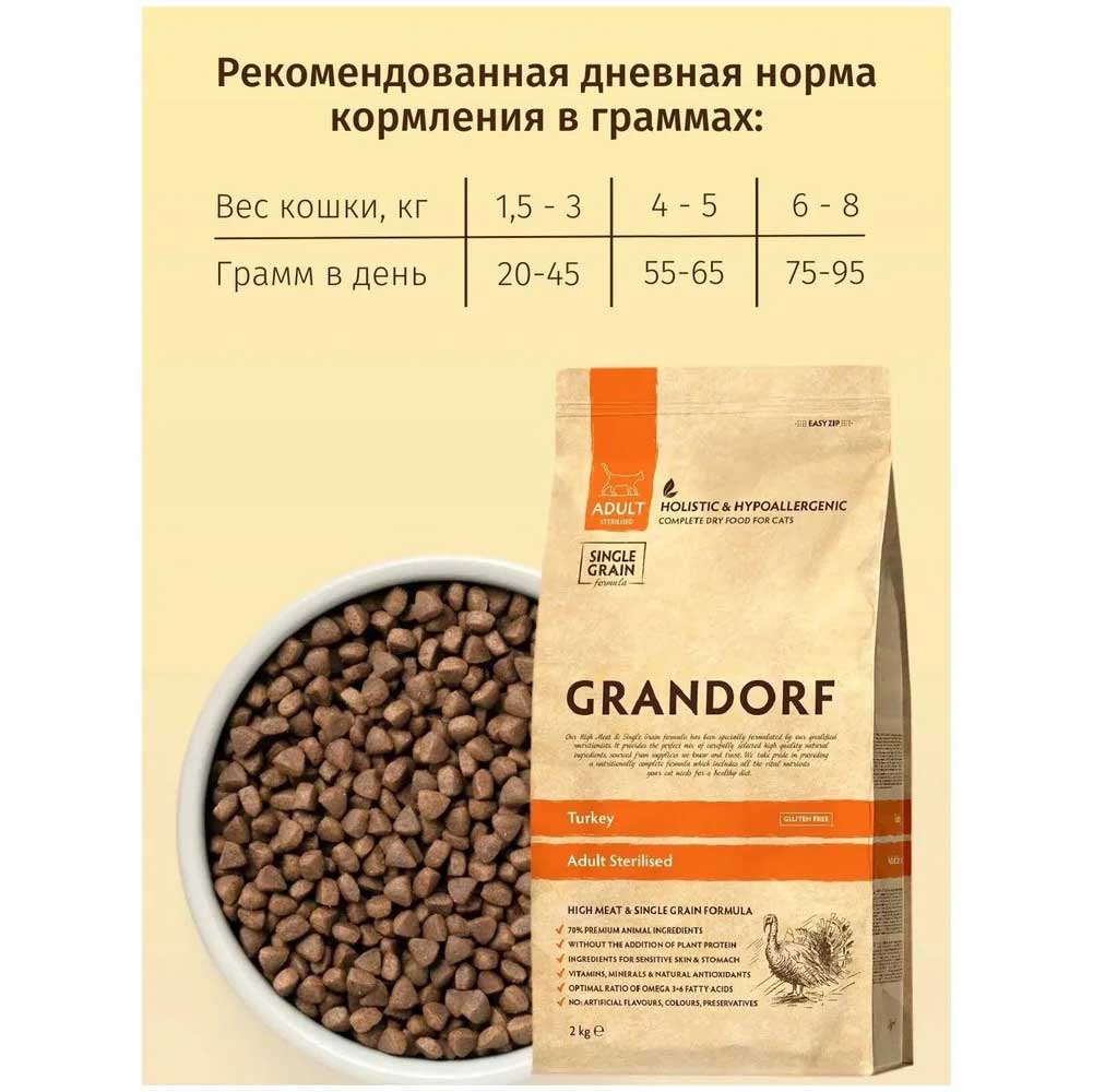 Сухой Корм Grandorf (Грэндорф) Cat Sterilised Turkey Для Стерилизованных Кошек  Индейка 400г 1317