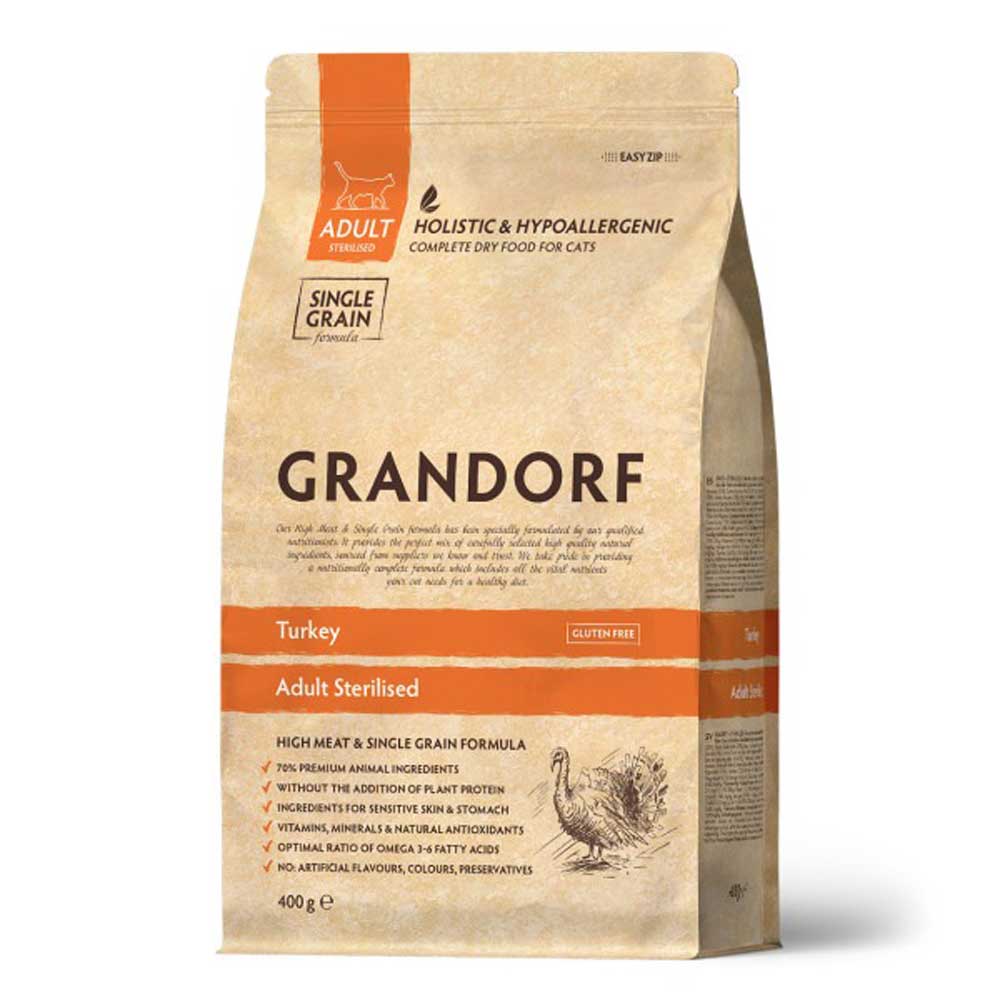 Сухой Корм Grandorf (Грэндорф) Cat Sterilised Turkey Для Стерилизованных Кошек  Индейка 400г 1317