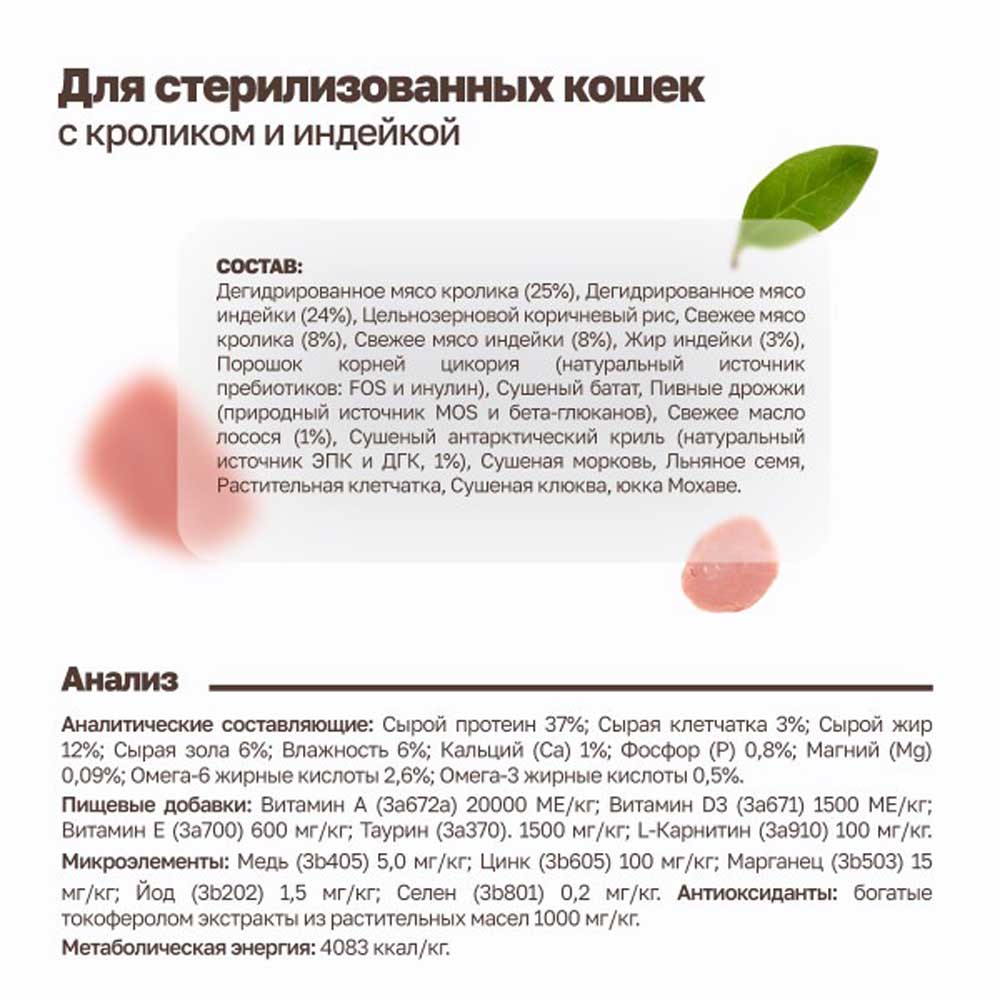 Сухой Корм Grandorf (Грэндорф) Cat Sterilised Rabbit&Turkey Для Стерилизованных Кошек Кролик и Индейка 2кг1249