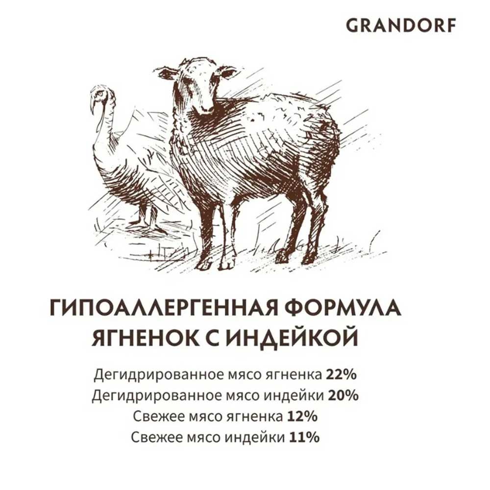 Сухой Корм Grandorf (Грэндорф) Cat Indoor Lamb&Turkey Для Домашних Кошек Ягненок и Индейка 2кг 1225
