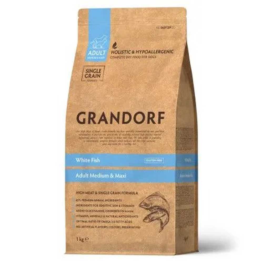 Сухой Корм Grandorf (Грэндорф) Dog Medium&Maxi White Fish Для Собак Средних и Крупных Пород Белая Рыба 1кг 1003
