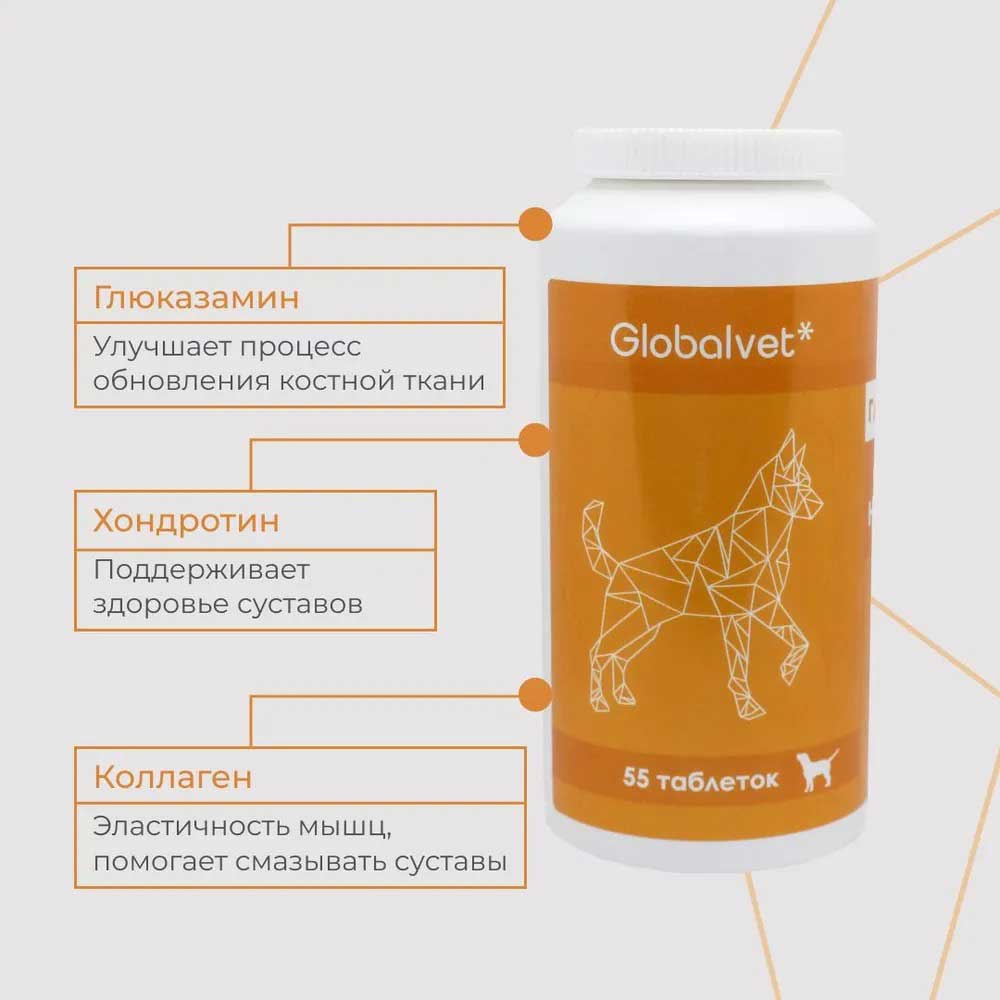 Globalvet (Глобалвет) Витамины Комплекс Защиты Суставов Для Крупных Собак 55т