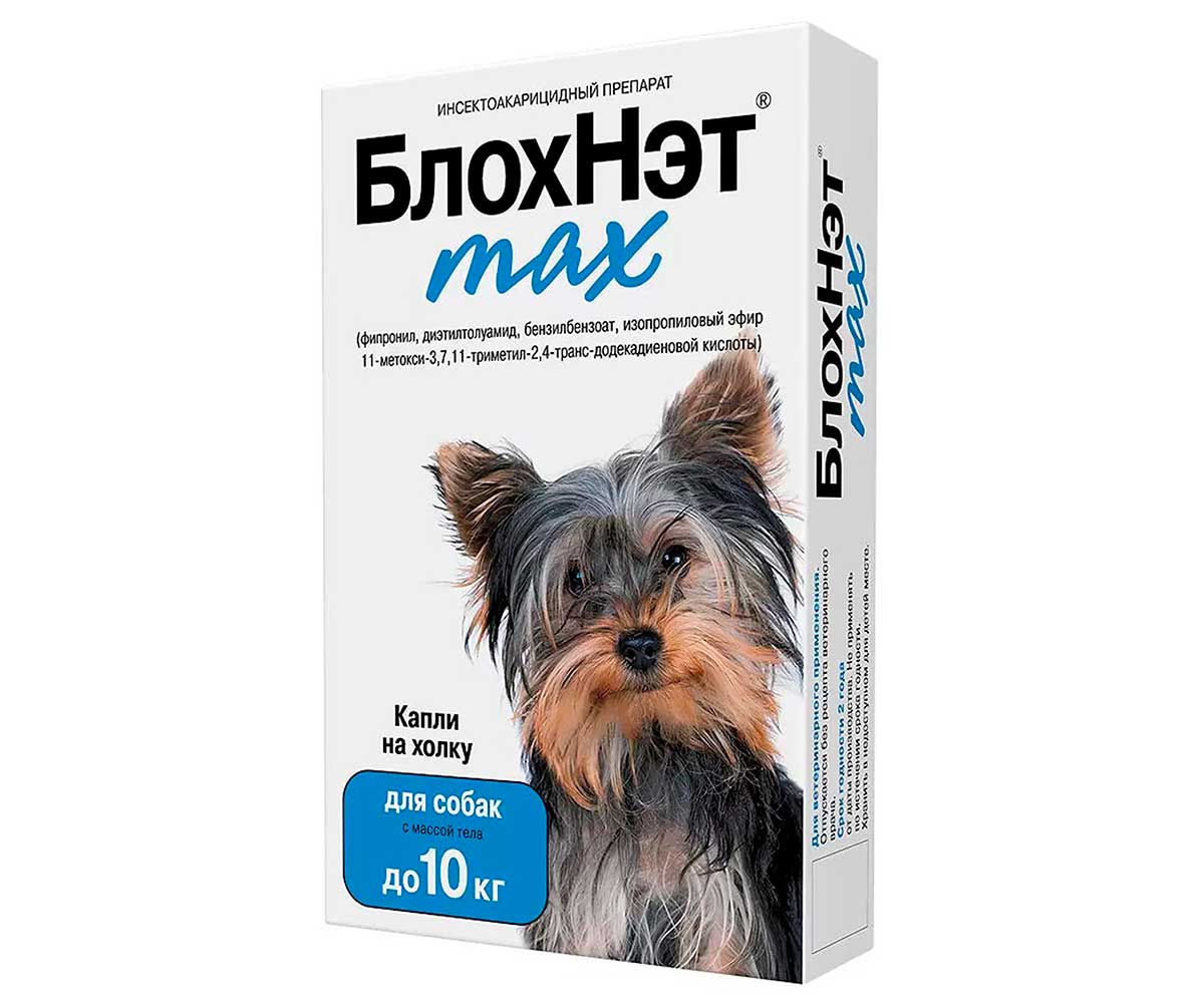 БлохНэт Max Капли От Блох и Клещей Для Собак До 10кг 1мл Астрафарм