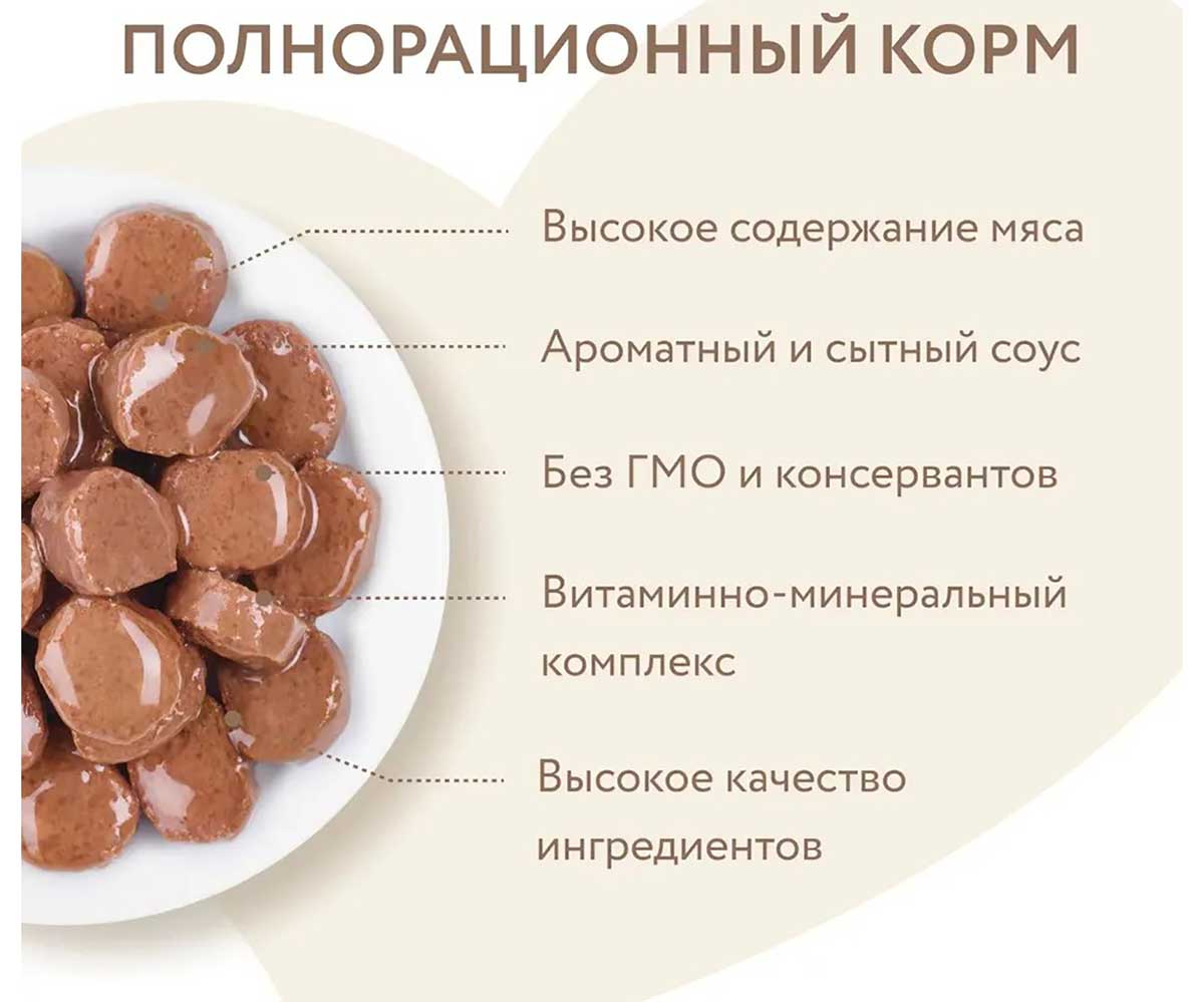 Влажный Корм Мнямс Для Кошек Для Выведения Шерсти Индейка Кусочки в Соусе 85г