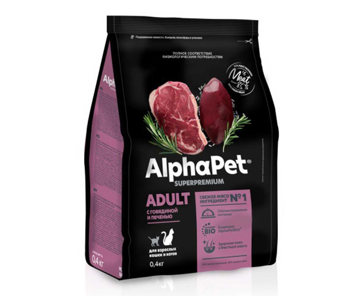 Сухой Корм Alphapet (Альфапет) Superpremium Для Кошек Говядина и Печень 400г (1*14) 50815