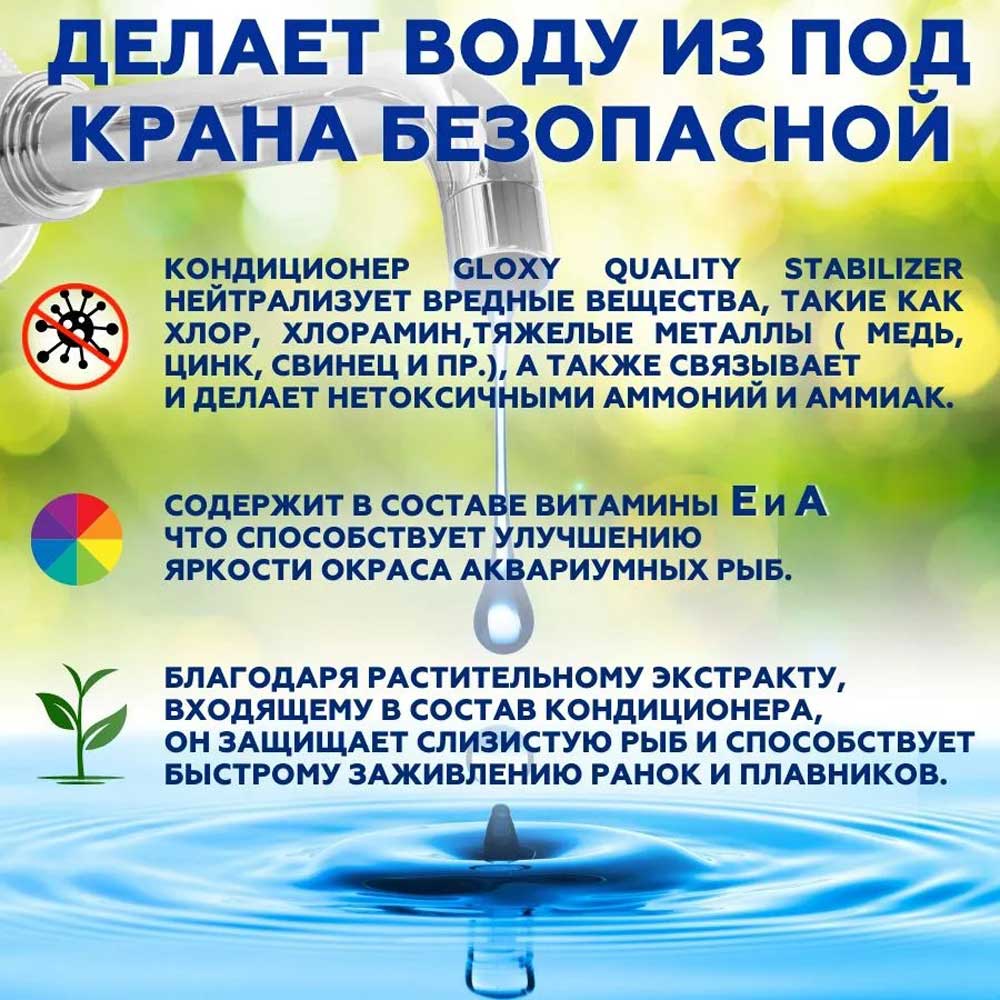 Кондиционер Gloxy (Глокси) Water Quality Stabilizer 150мл Gl-084131