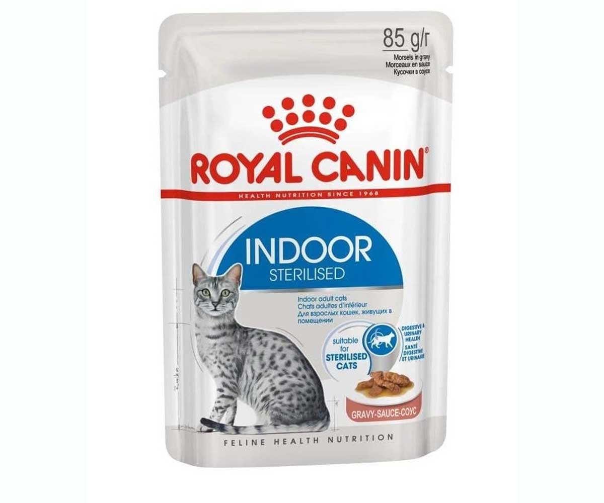 Влажный Корм Royal Canin (Ройял Канин) Для Взрослых Кастрированных Котов и Стерилизованных Кошек Живущих Дома Indoor Sterilised в Соусе 85г (1*28)