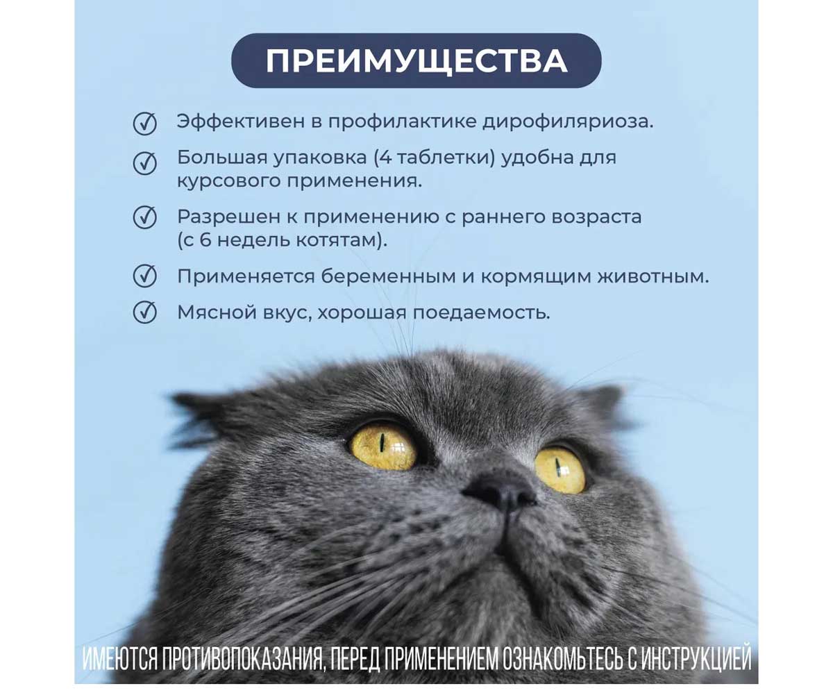 Пинпрамиль Таблетки 16мг/40мг Антигельминтик Для Кошек 4-Таблетки Коробка