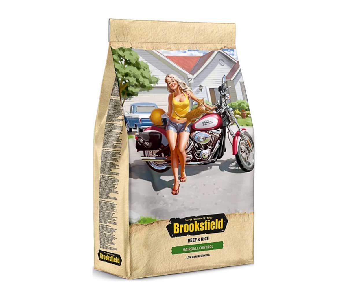 Сухой Корм Brooksfield (Бруксфилд) Low Grain Adult Cat Hairball Control Для Кошек Для Выведения Шерсти Из Желудка  Говядина и Рис 0,4кг 5660140