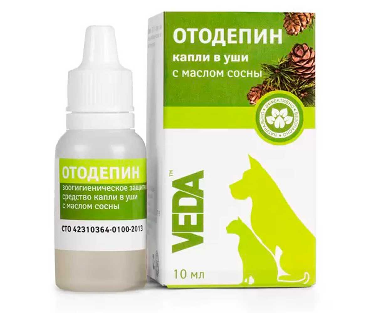 Отодепин Капли Ушные Для Кошек и Собак Гигиенические VEDA (Веда) 10мл