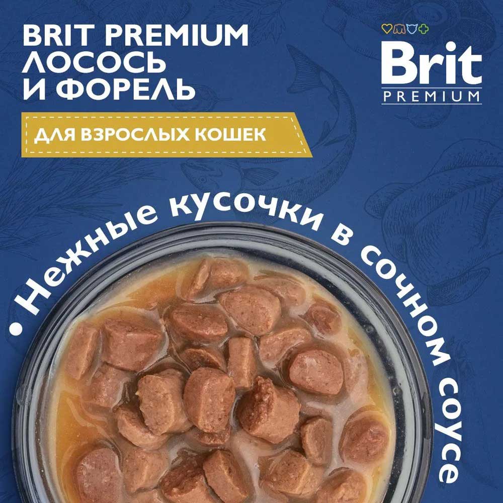 Влажный Корм Brit (Брит) Premium Для Кошек Лосось и Форель в Соусе 85г (1*14) 5048854