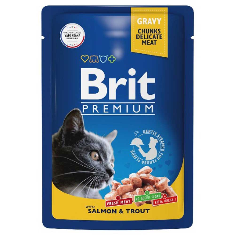 Влажный Корм Brit (Брит) Premium Для Кошек Лосось и Форель в Соусе 85г (1*14) 5048854