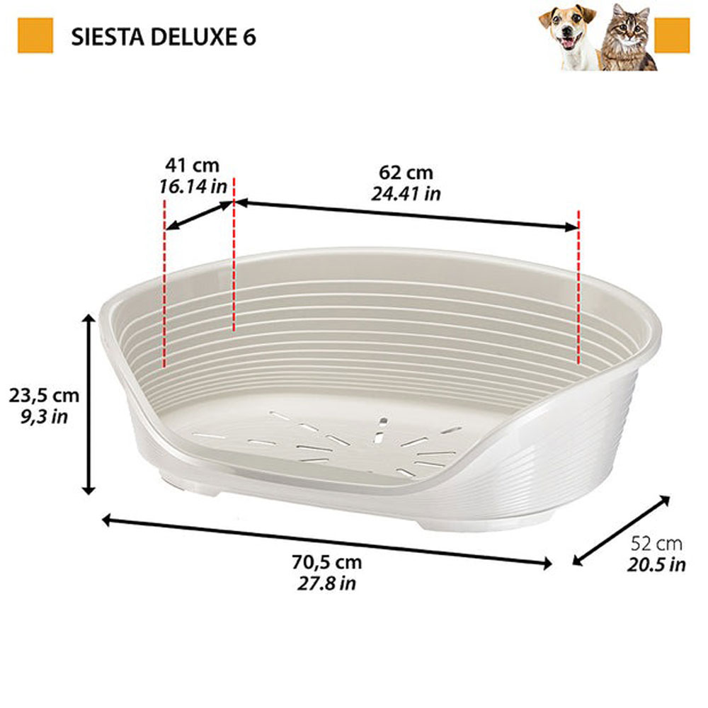 Лежак Ferplast (Ферпласт) Siesta Deluxe 6 Пластик, Светло-Серый 70206926