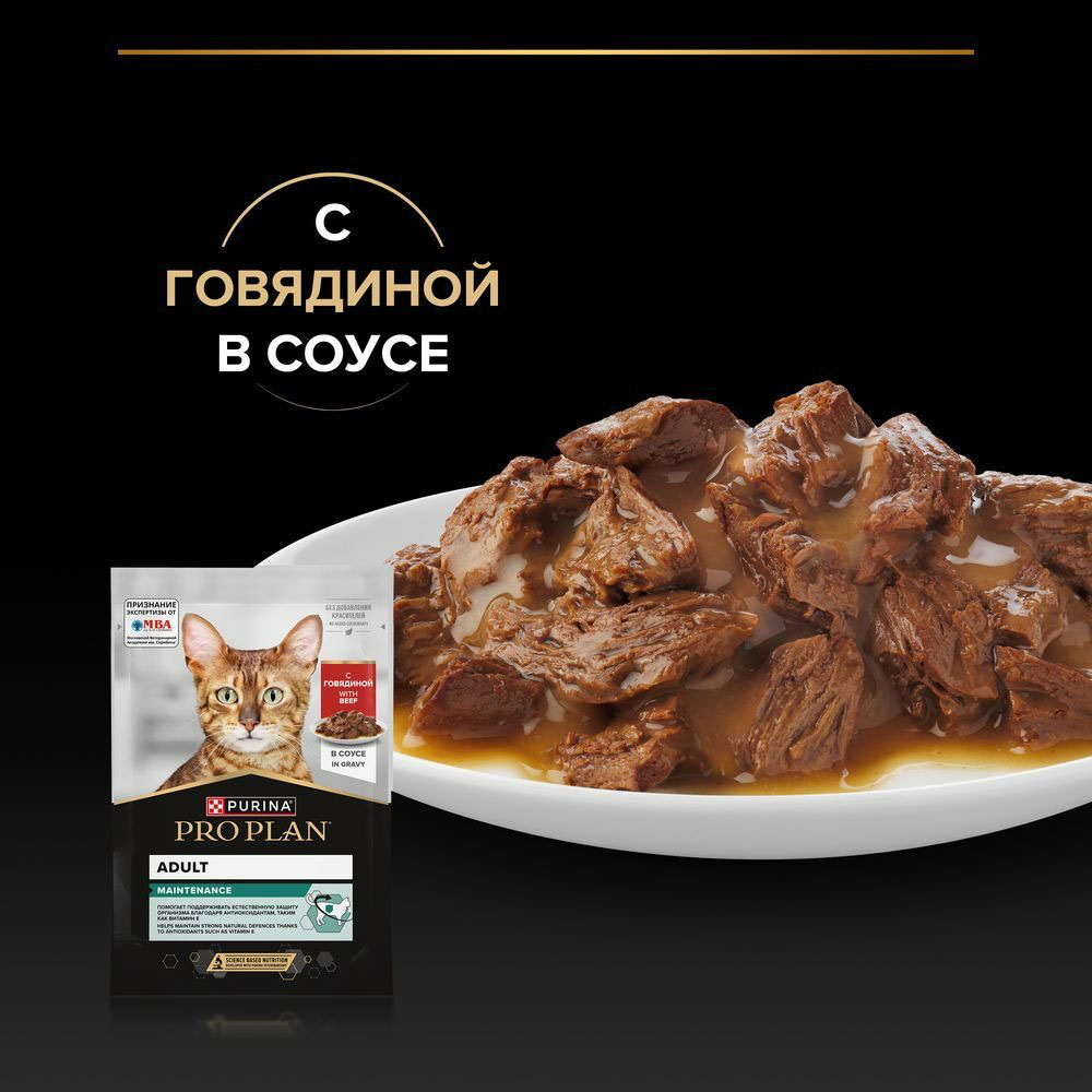 Влажный Корм Pro Plan (Проплан) Для Кошек Говядина в Соусе 85г (1*26)