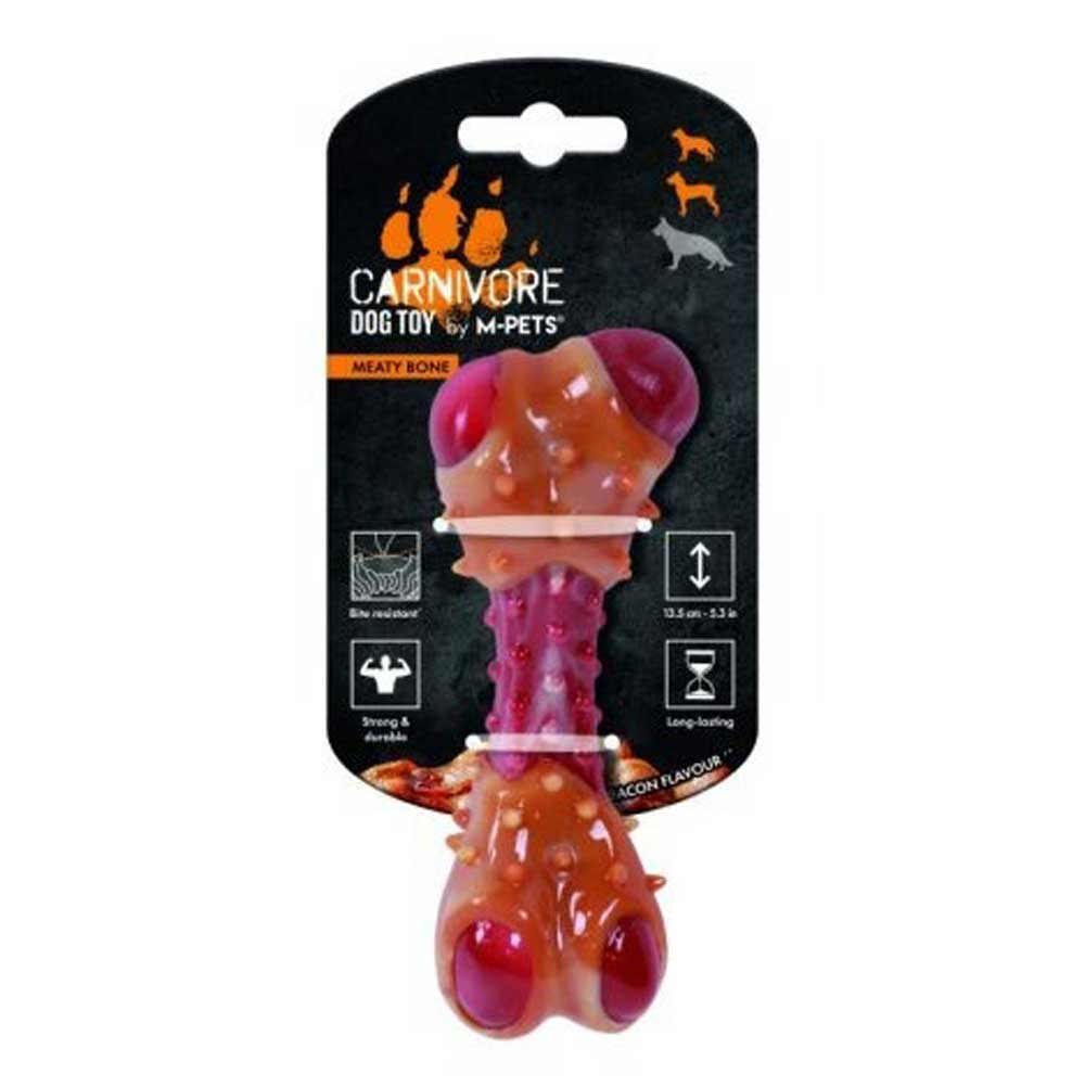 Игрушка M-Pets (М-Петс) Для Собак Карнивор Кость, Вкус Бекона, Красная 10661599 13,5*5,7*4,9см