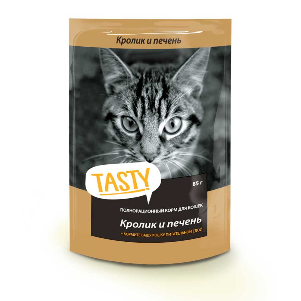 Влажный Корм Tasty (Тести) Для Кошек Кролик и Печень в Желе 85г