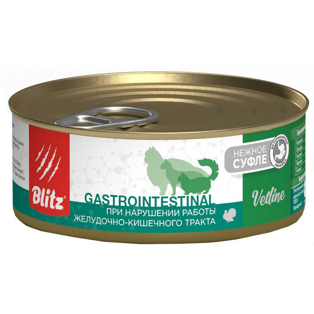 Влажный Корм  Blitz (Блиц) Cat Gastrointestinal Для Кошек При Заболеваниях ЖКТ Индейка 100г