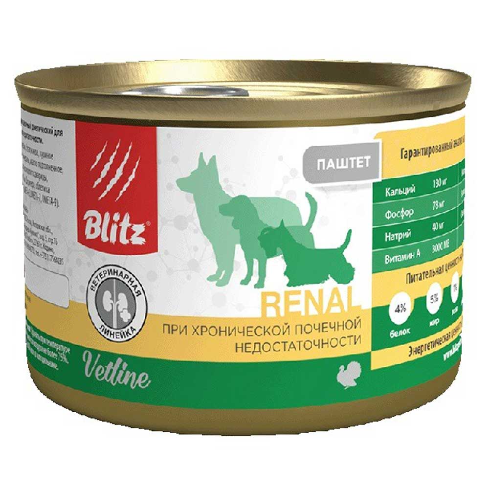 Влажный Корм Blitz (Блиц) Dog Renal Для Собак При Хронической Почечной Недостаточности 200г