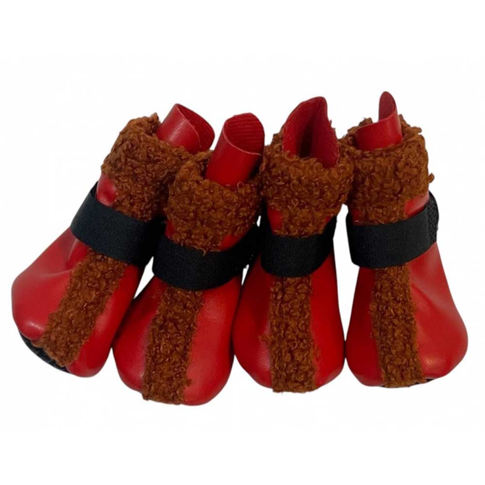 Унтики Pet Fashion (Пет Фешн) Для Собак Эко Кожики Р. 2 Красные, Каракуль/Язычок