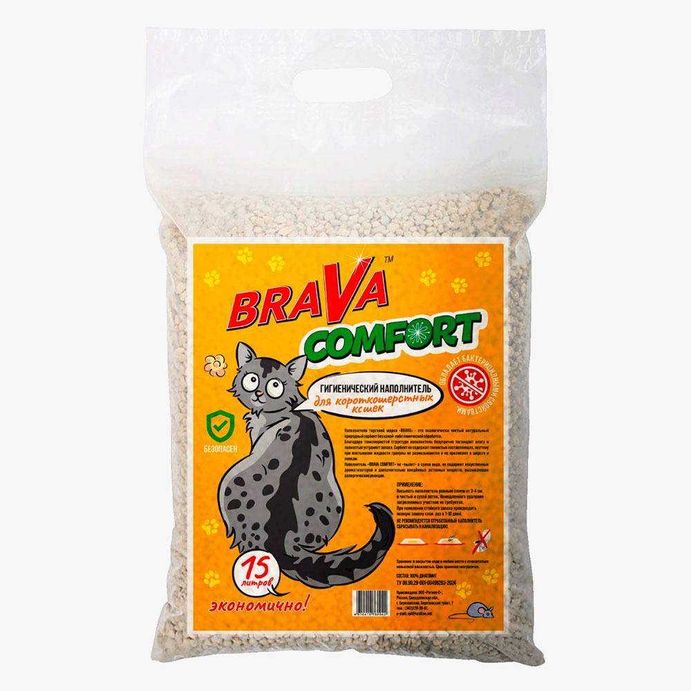 Наполнитель Для Короткошерстных Кошек Brava (Брава) Comfort 15л