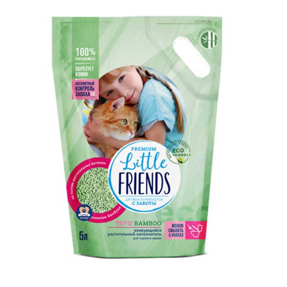 Наполнитель Little Friends (Литтл Френдс) Tofu Bamboo П/М Пакет, Растительный Комкующийся 2,5кг 5л
