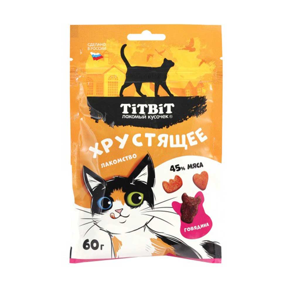 Лакомство TiTBiT Для Кошек Хрустящее с Говядиной 60г