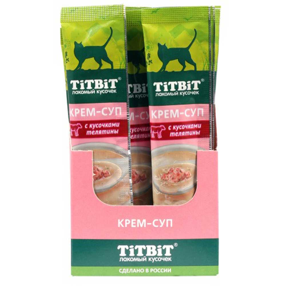 Лакомство TiTBiT (Титбит) Для Кошек Крем-Суп с Кусочками Телятины 10г*2 316563