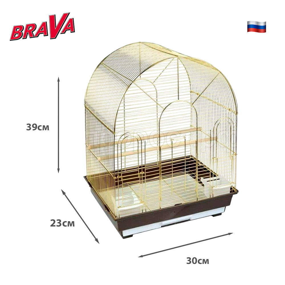 Клетка Brava (Брава) Для Птиц, А100g 30*23*39см, Золото