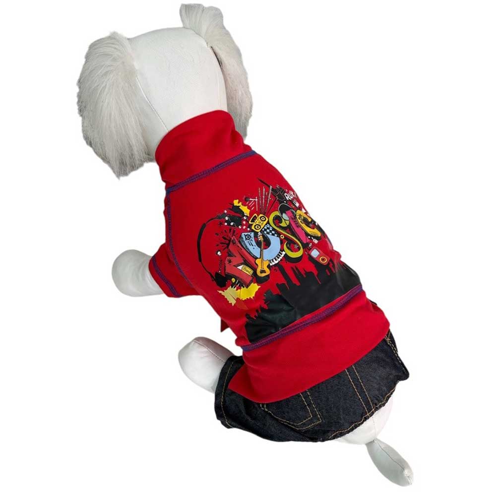 Комбинезон Pet Fashion (Пет Фешн) Для Собак Music 14 Джинс Красный