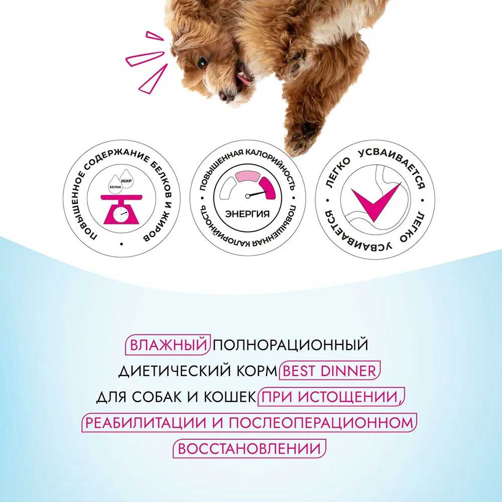 Консервы  Best Dinner (Бест Диннер) Для Кошек и Собак Диентический Vet Profi Recovery 340г