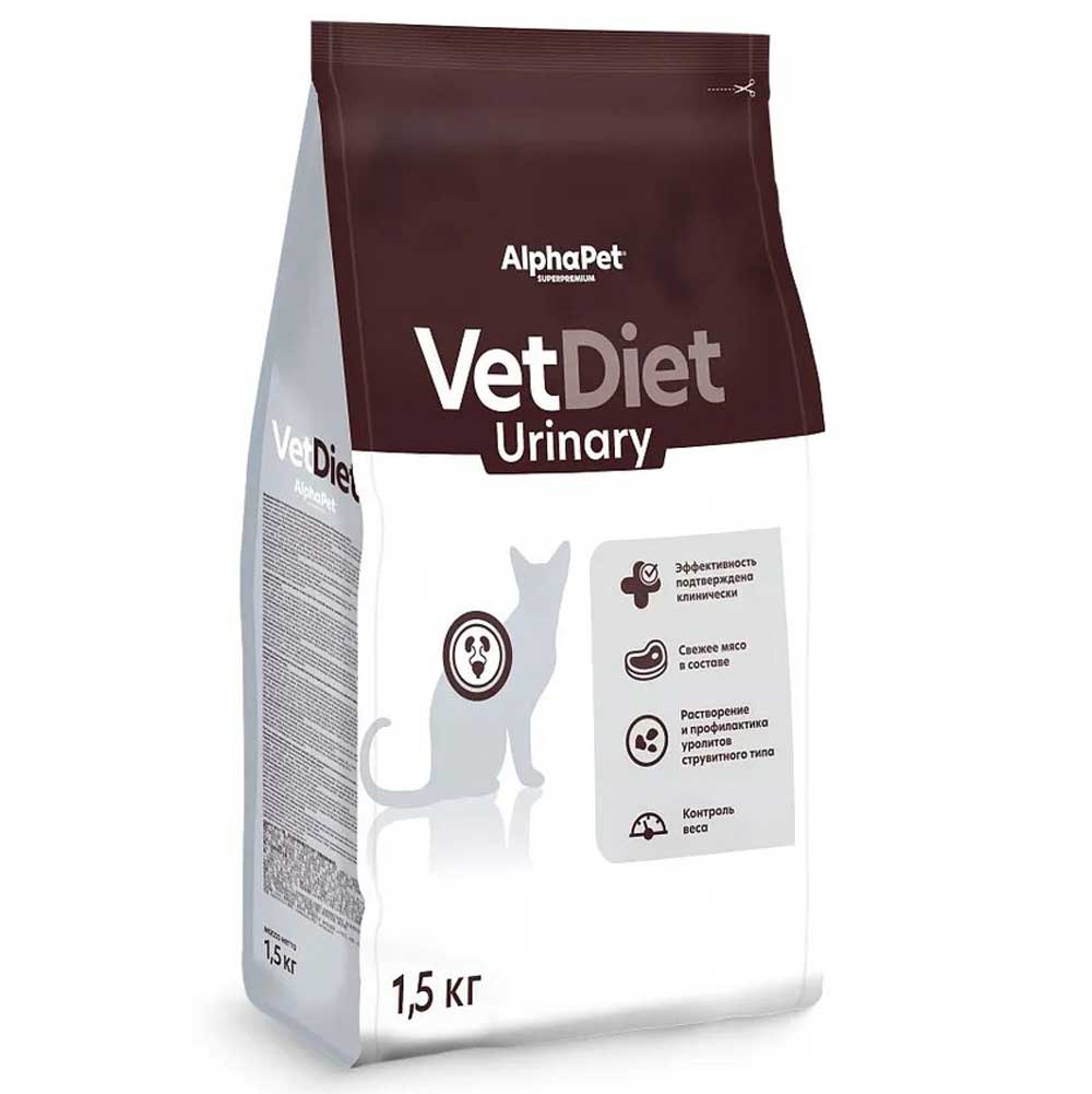 Лечебный Сухой Корм Alphapet (Альфапет) Для Кошек Диетический Urinary 1,5кг 55049