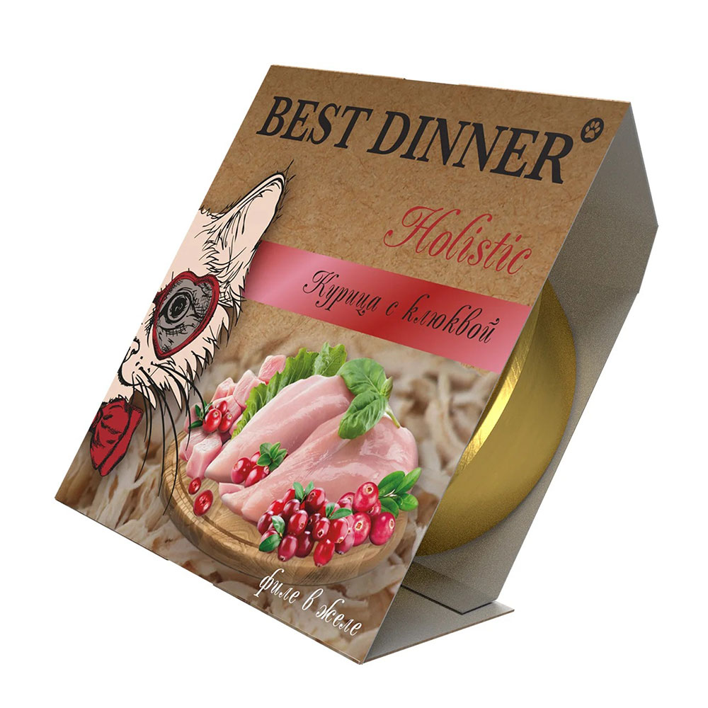 Консервы Best Dinner (Бест Диннер) Holistic Для Стерилизованных Кошек Курица и Клюква В Желе 75г