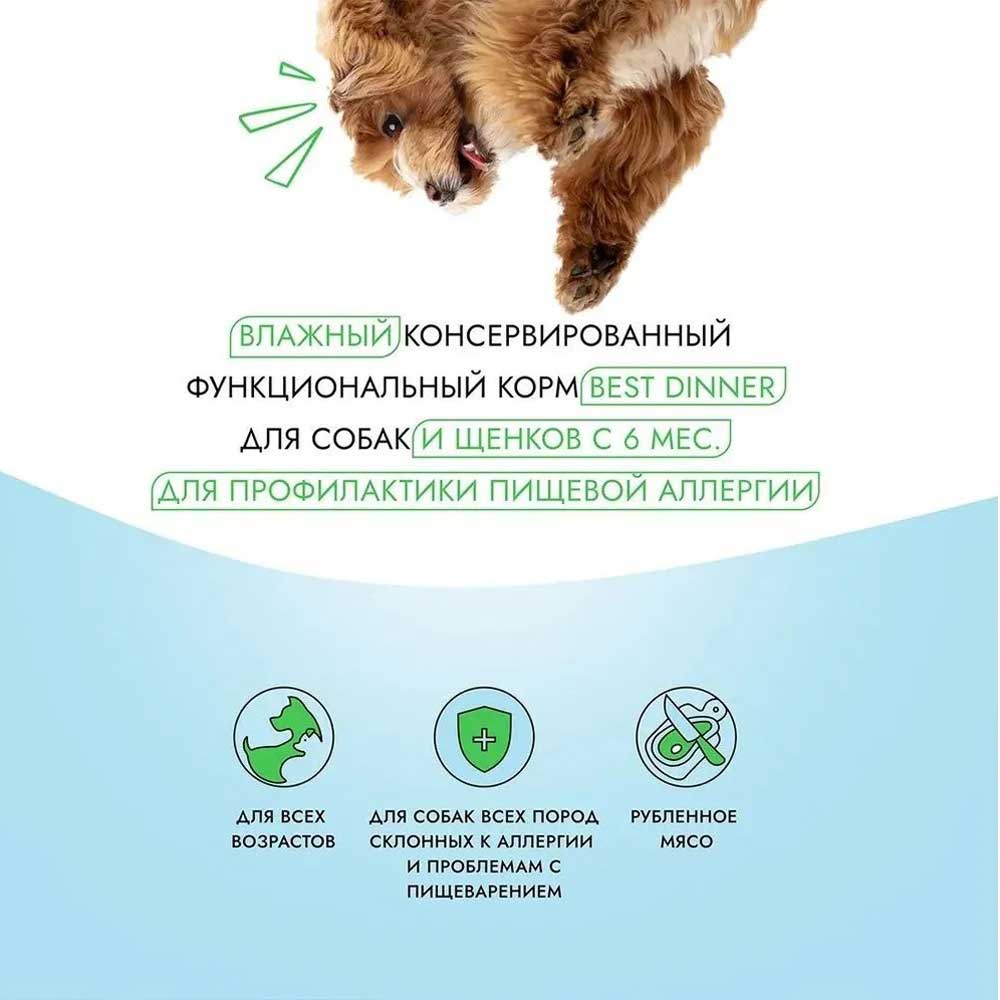 Консервы Для Собак Best Dinner (Бест Диннер) Vet Profi Hypoallergenic 100г При Пищевой Аллергии Индейка и Кролик