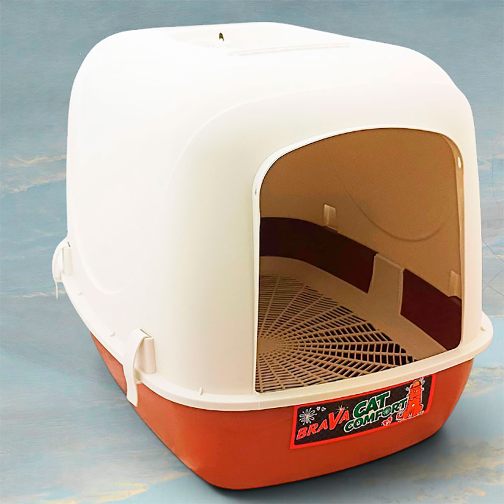 Туалет Для Кошек и Собак Мелких Пород Закрытый Brava (Брава) Comfort с Сеткой 50*38*40см Шоколадный