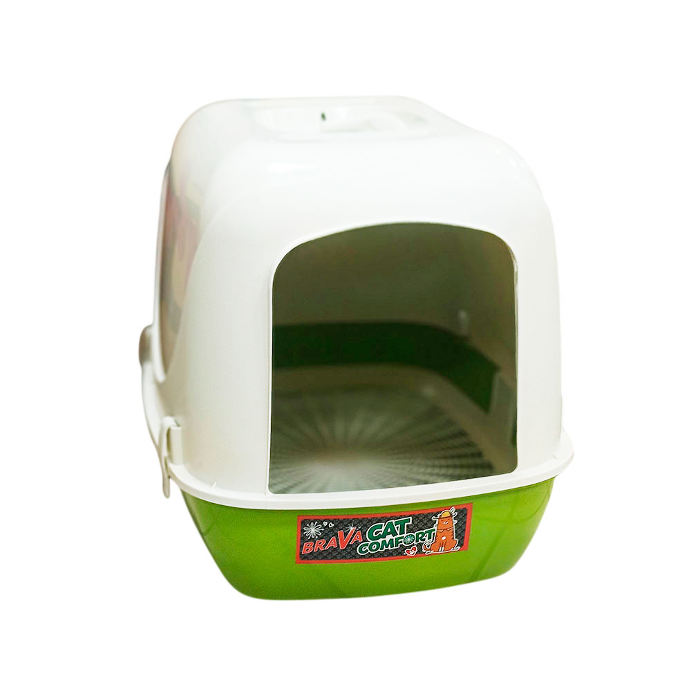 Туалет Для Кошек и Собак Мелких Пород Закрытый Brava (Брава) Comfort с Сеткой 50*38*40см Оливковый