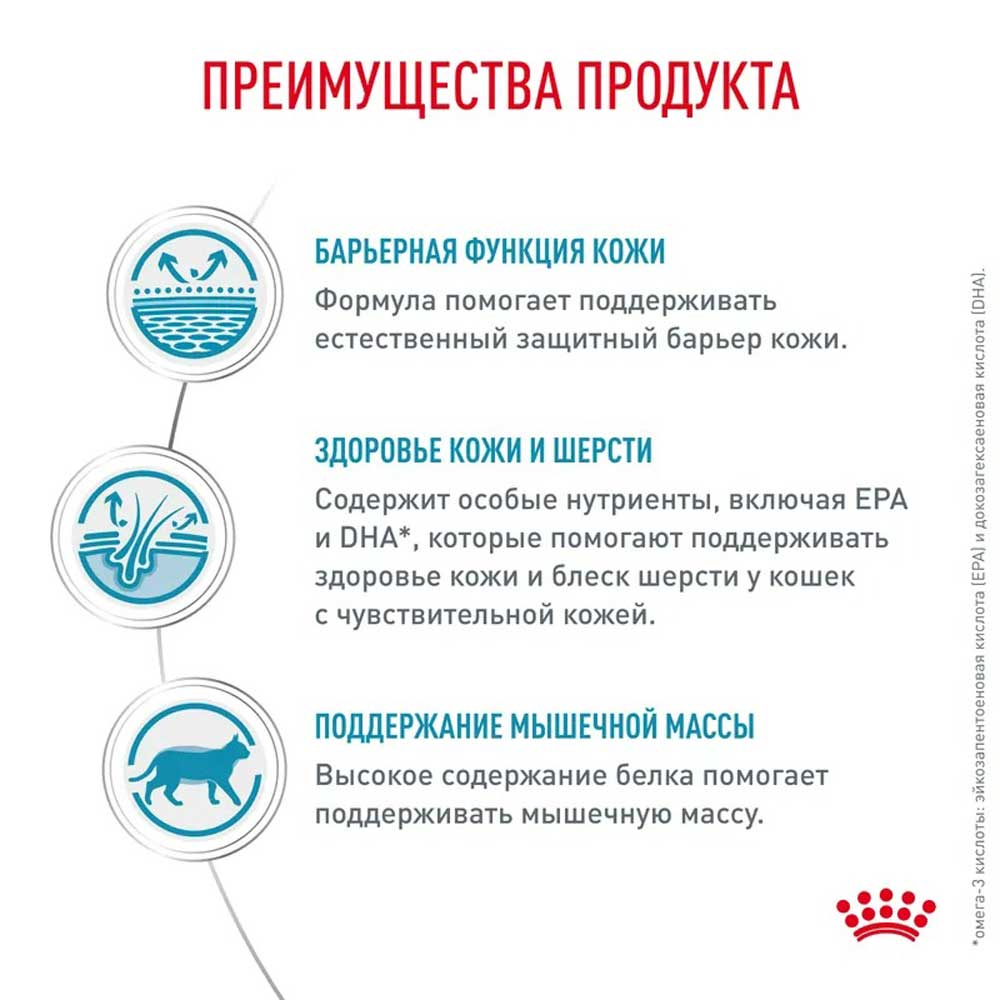 Сухой Корм Для Стерилизованных Кошек Диетический Royal Canin Skin & Coat Для Чувствительной Кожи 350г