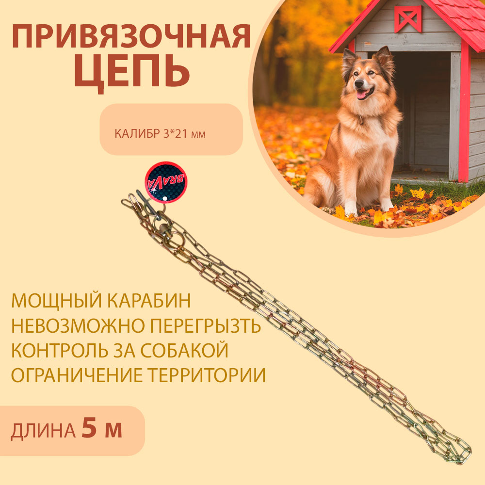 Цепь Brava (Брава) Для Собак Привязочная 3*21(26) 5м