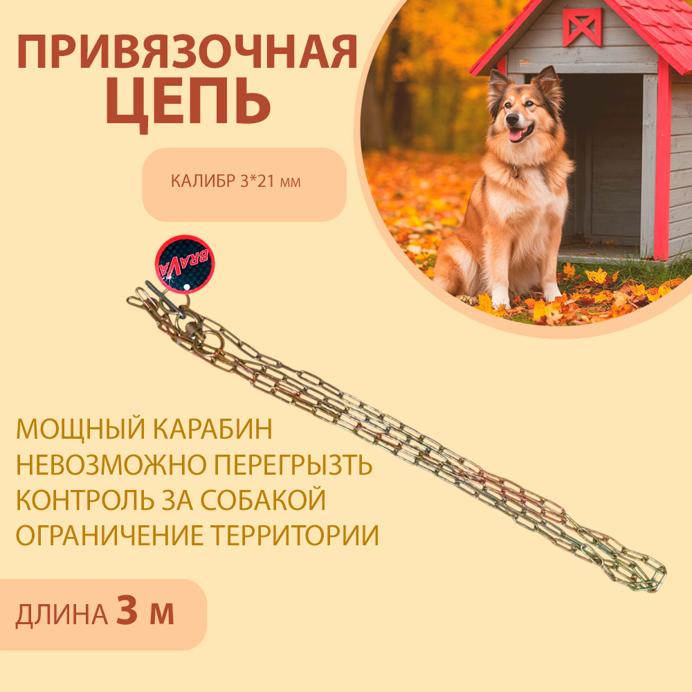 Цепь Brava (Брава) Для Собак Привязочная 3*21(26) 3м