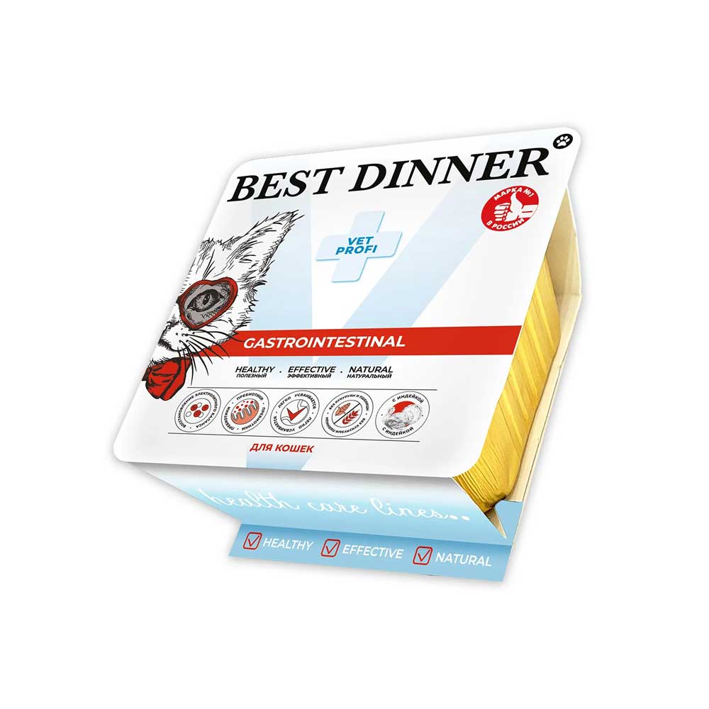 Консервы Best Dinner (Бест Диннер) Vet Profi Gastrointestinal Для Кошек Паштет Для Лечения Болезней ЖКТ Индейка 100г