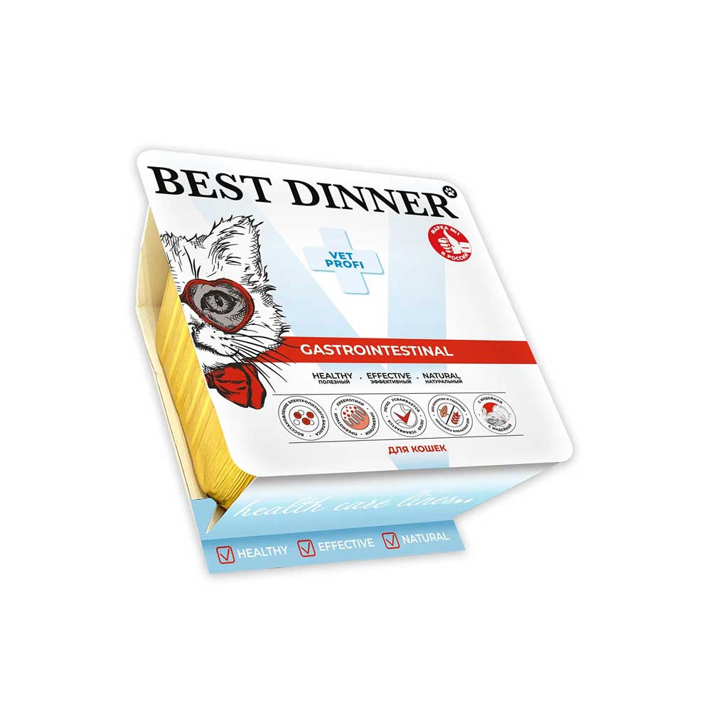 Консервы Best Dinner (Бест Диннер) Vet Profi Gastrointestinal Для Кошек Паштет Для Лечения Болезней ЖКТ Индейка 100г